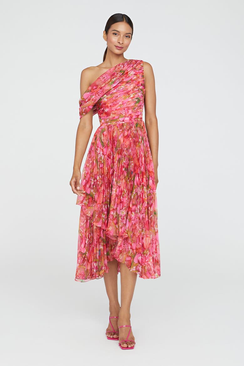 Katia Draped Chiffon Dress, Main, color, Hydra Floral