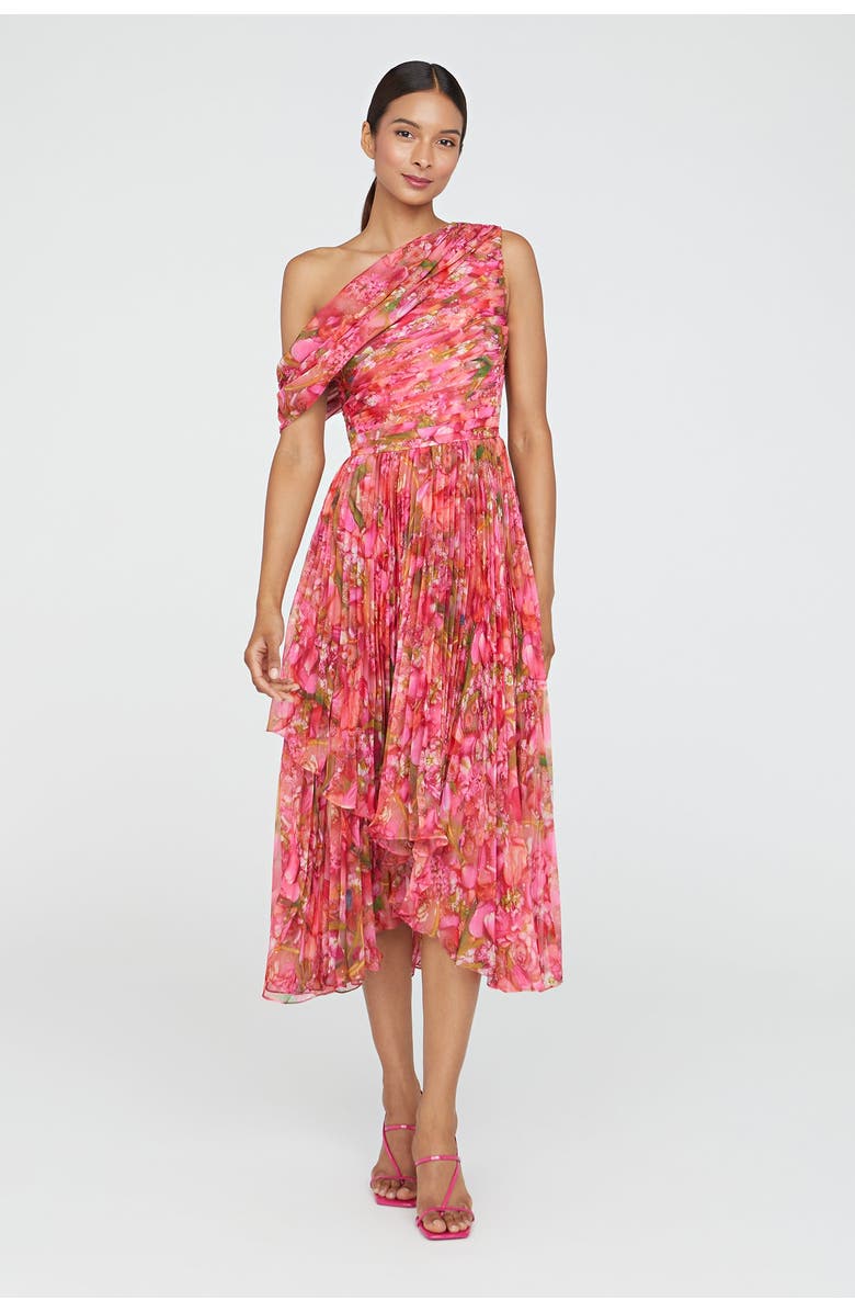 Theia Katia Draped Chiffon Dress, Main, color, Hydra Floral