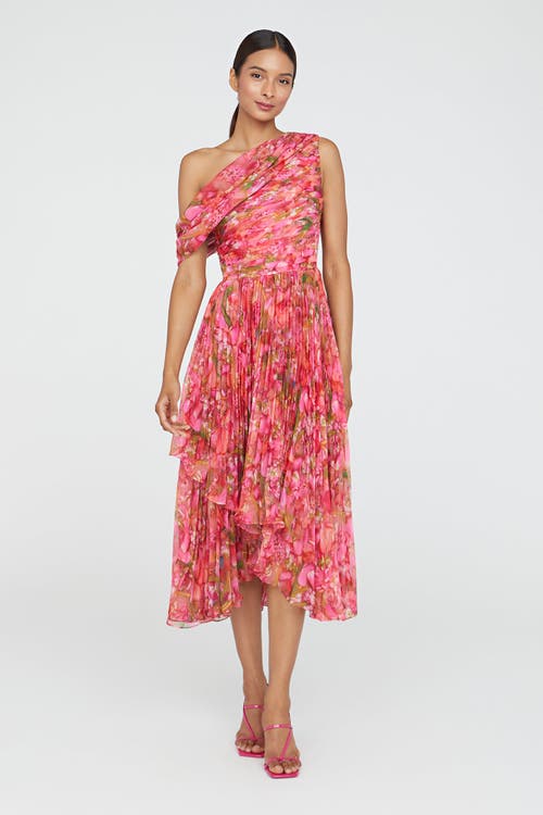 Theia Katia Draped Chiffon Dress In Pink