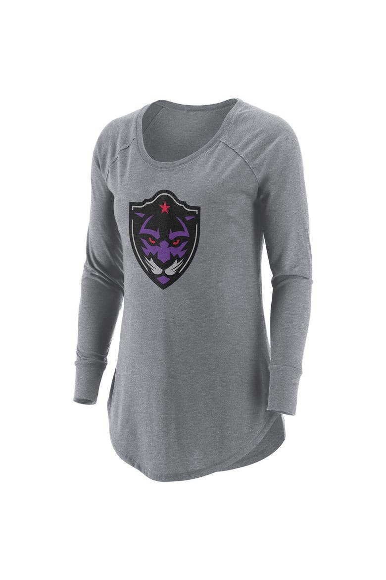 Women's Gray Panther City Lacrosse Club Primary Logo Tri-Blend Long Sleeve T-Shirt, Alternate, color, Gray