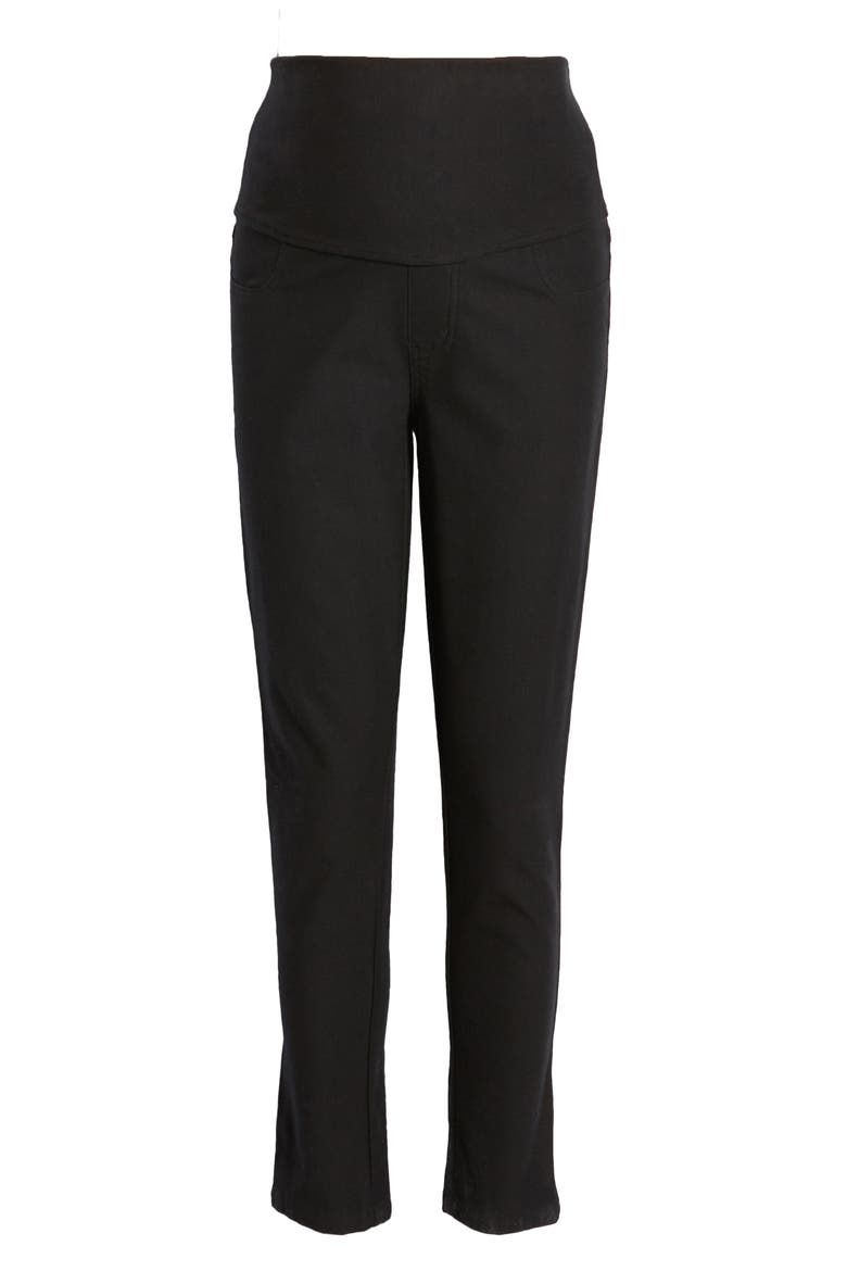Over the Belly Crop Slim Maternity Pants, Alternate, color, BLACK