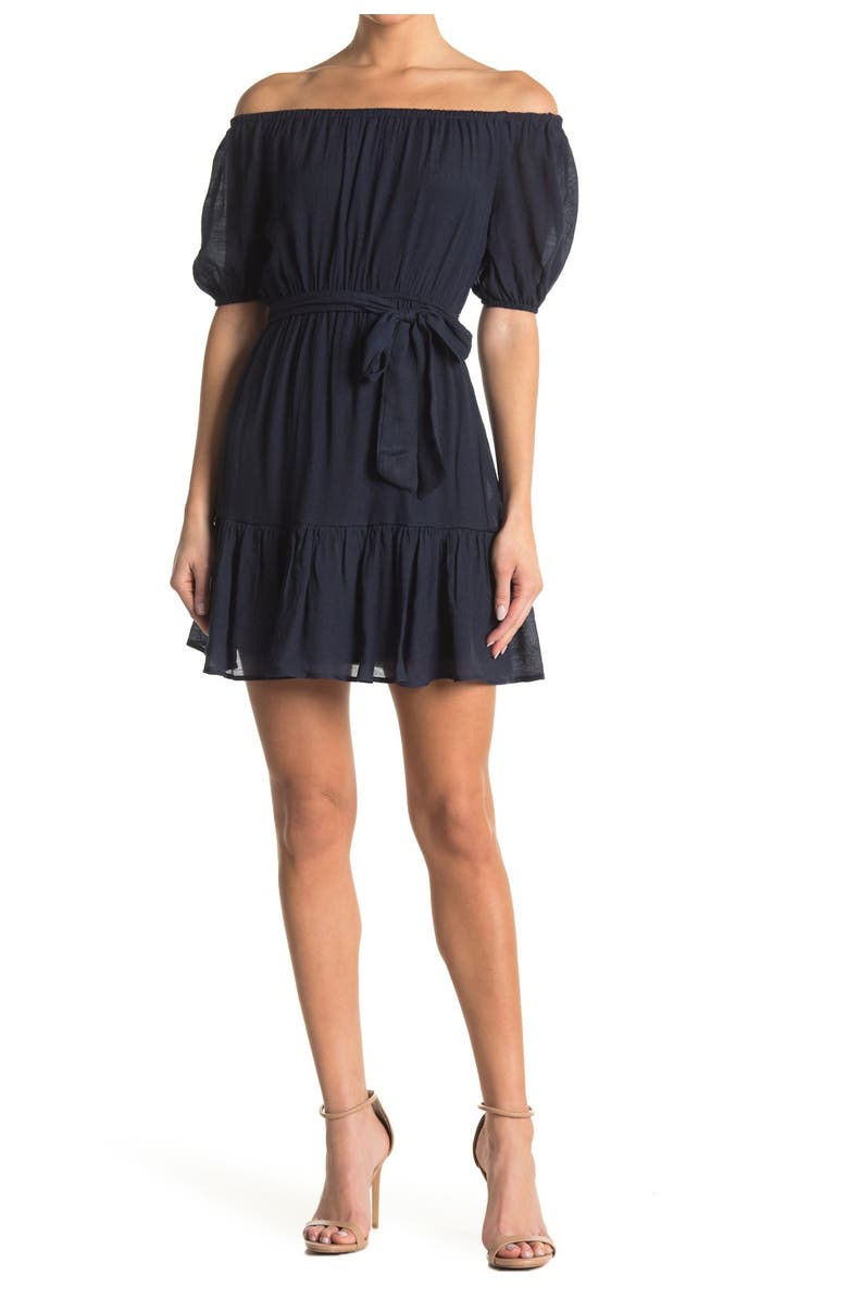KENEDIK Off-the-Shoulder Puff Sleeve Ruffled MIni Dress, Alternate, color, 