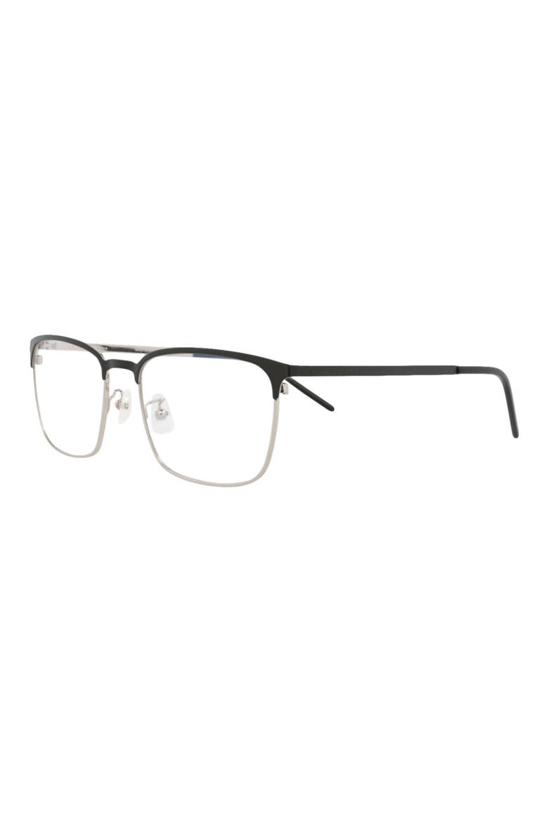 56mm Half Rim Metal Optical Frames, Alternate, color, BLACK BLACK TRANSPARENT