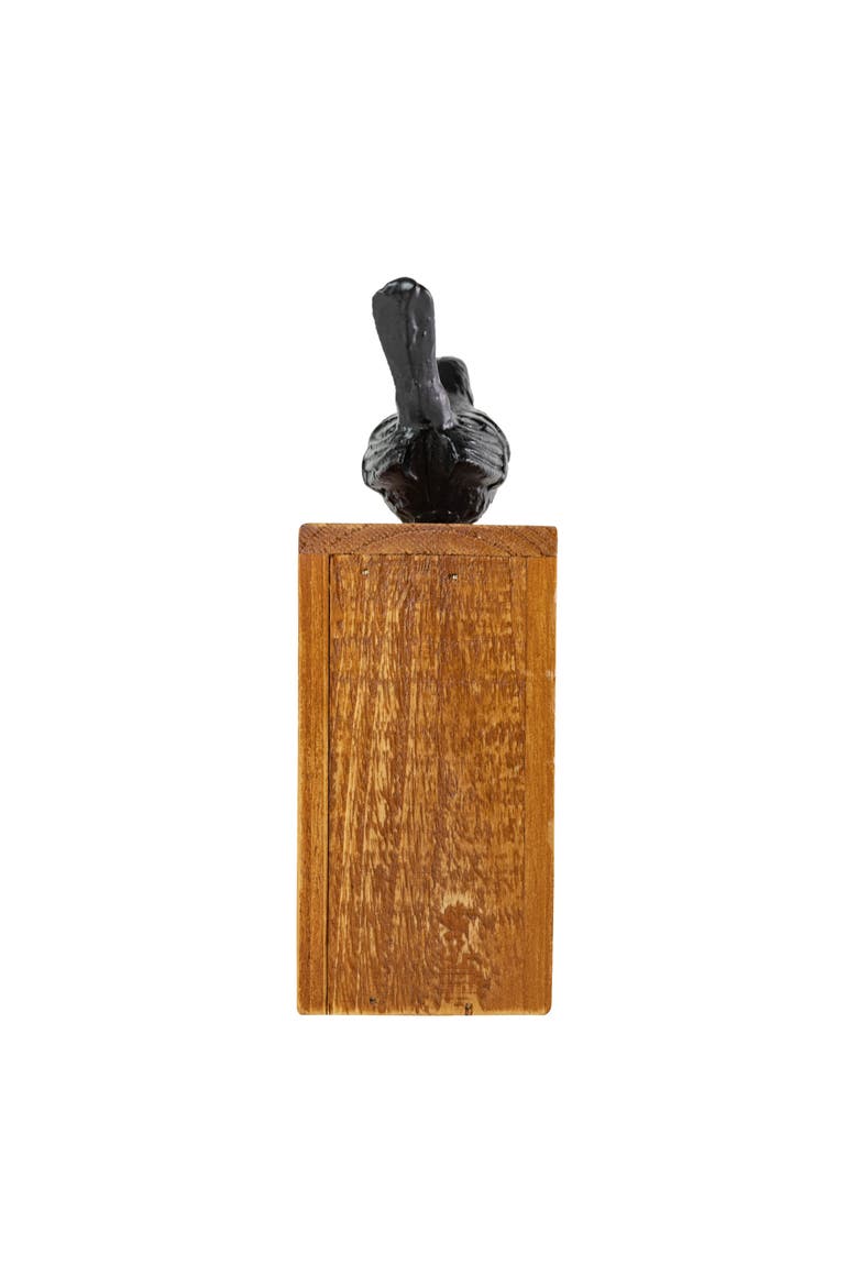 Black Bird Figure Cast Iron Wood & MDF, Alternate, color, Black