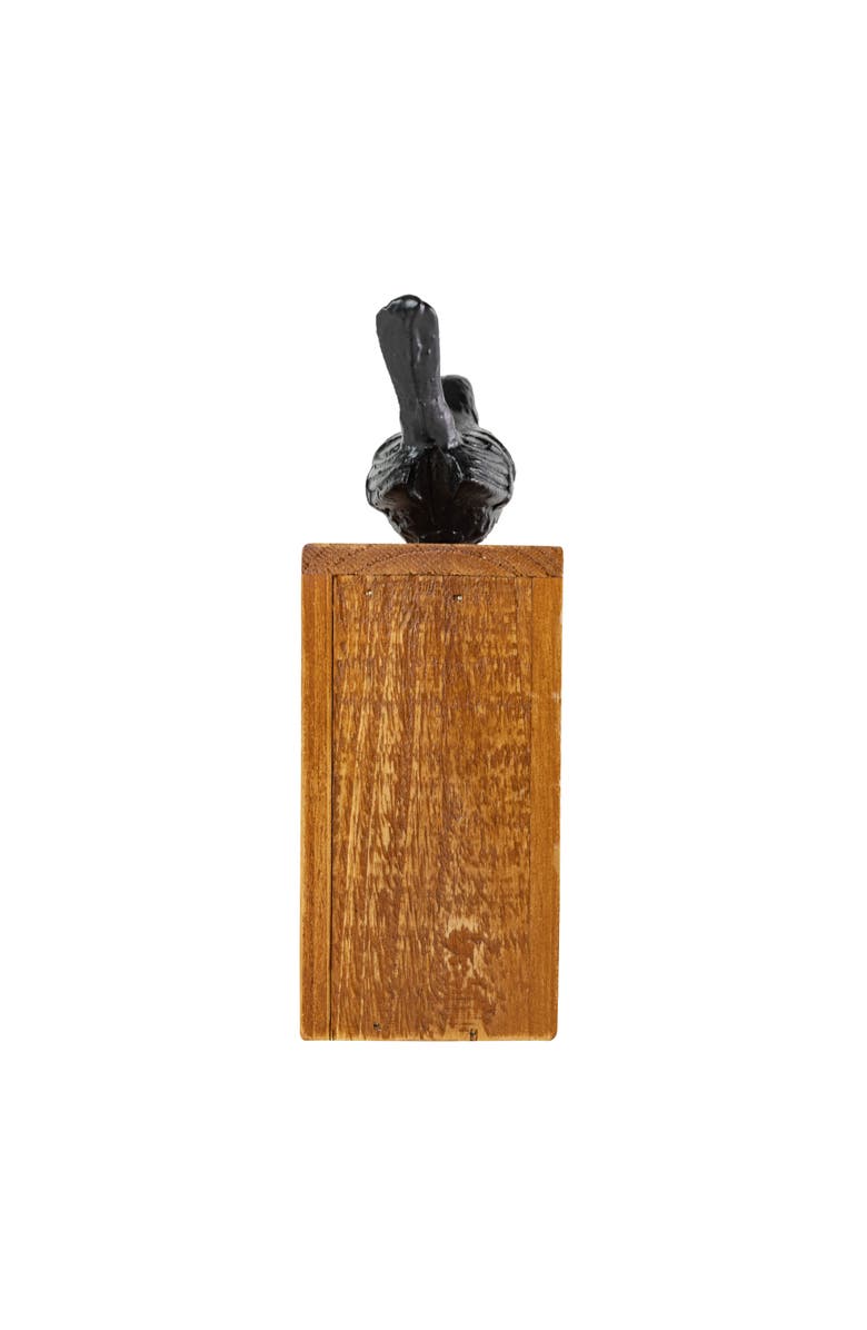 Foreside Home and Garden Black Bird Figure Cast Iron Wood & MDF, Alternate, color, Black