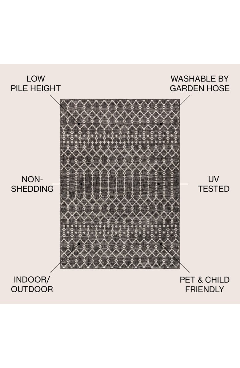 JONATHAN Y Ourika Moroccan Geometric Textured Weave Indoor/Outdoor Area Rug, Alternate, color, Black/Gray