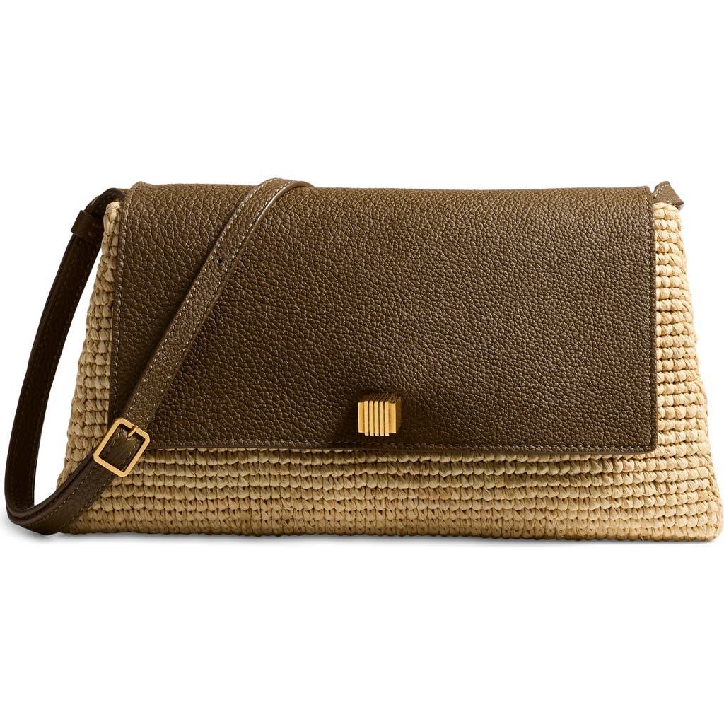 Khaite Audrey Raffia Crossbody Bag in Natural /Olive 476  product