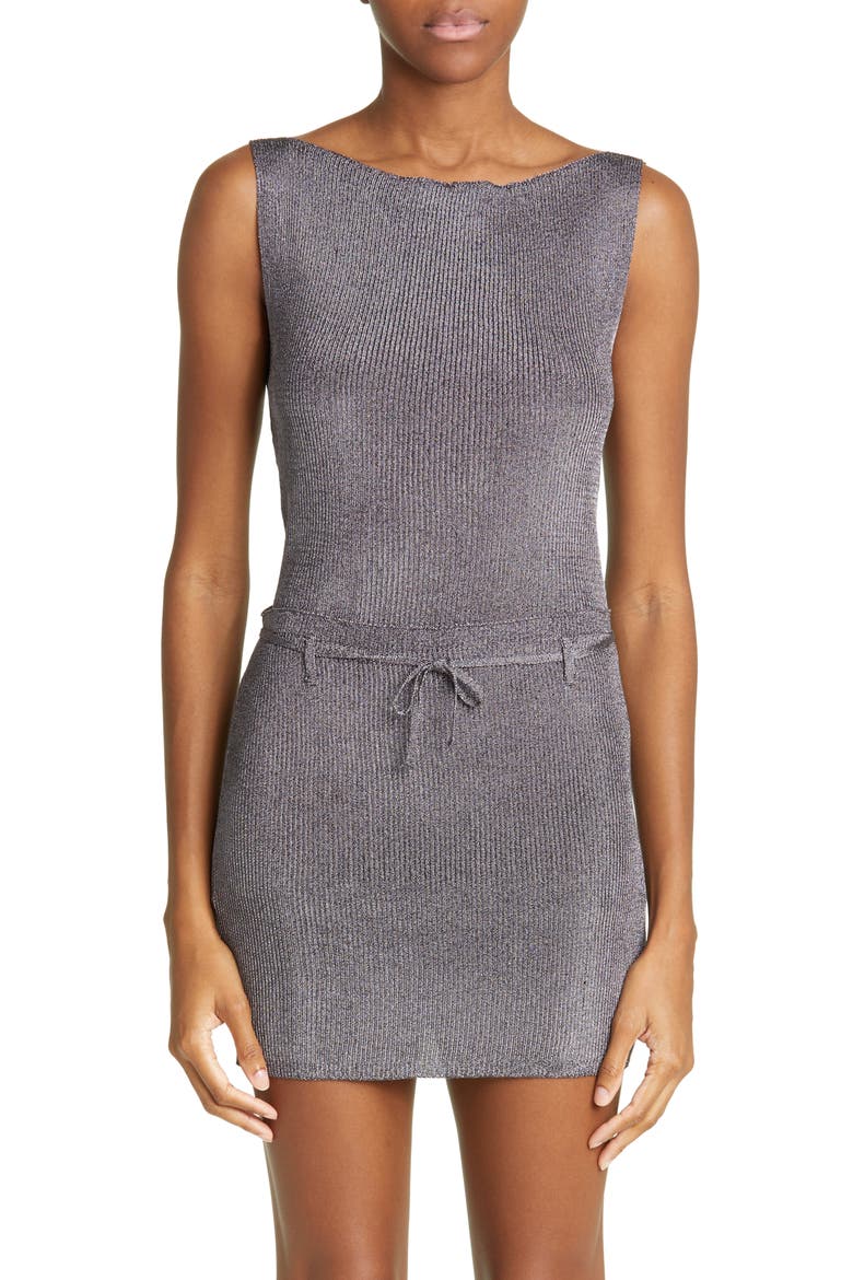 Jack Metallic Cotton Knit Minidress, Main, color, BLACK SILVER