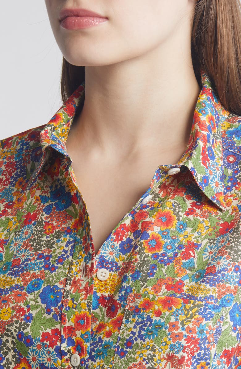 Liberty London Floral Long Sleeve Cotton Button-Up Shirt, Alternate, color, Blue Multi