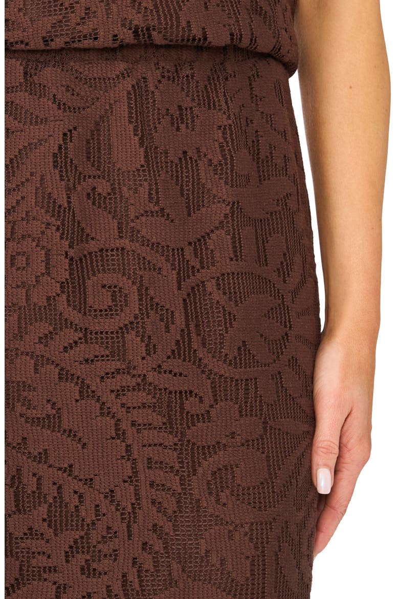 Lace Pull-On Midi Skirt, Alternate, color, CHICORY COFFEE