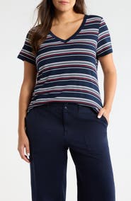 Liverpool Stripe V-Neck Terry T-Shirt