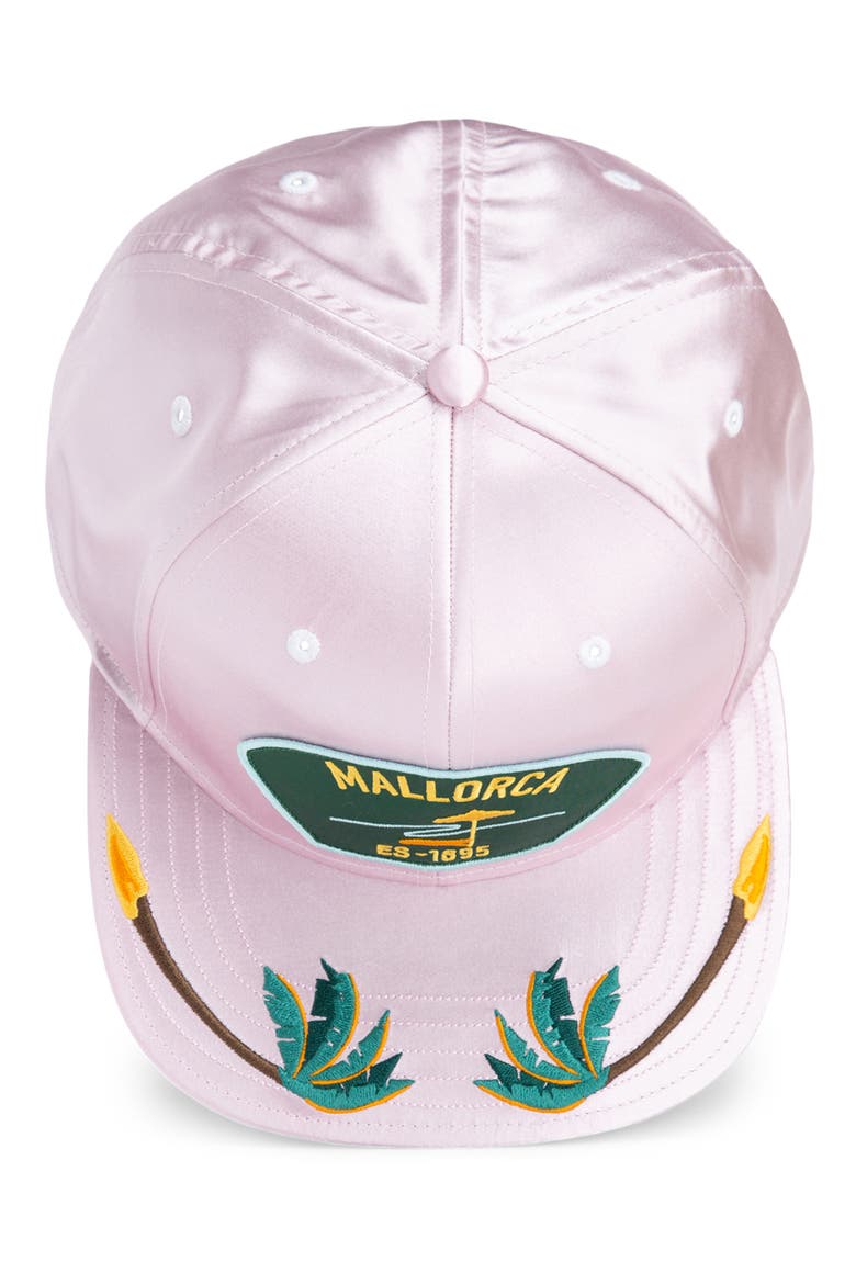Mallorca Patch Satin Trucker Cap, Alternate, color, SAND