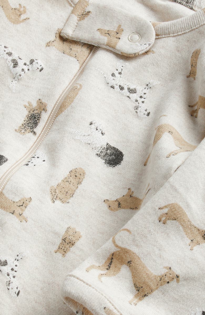 Nordstrom Print Zip Cotton Footie, Alternate, color, Beige Oatmeal Dogs