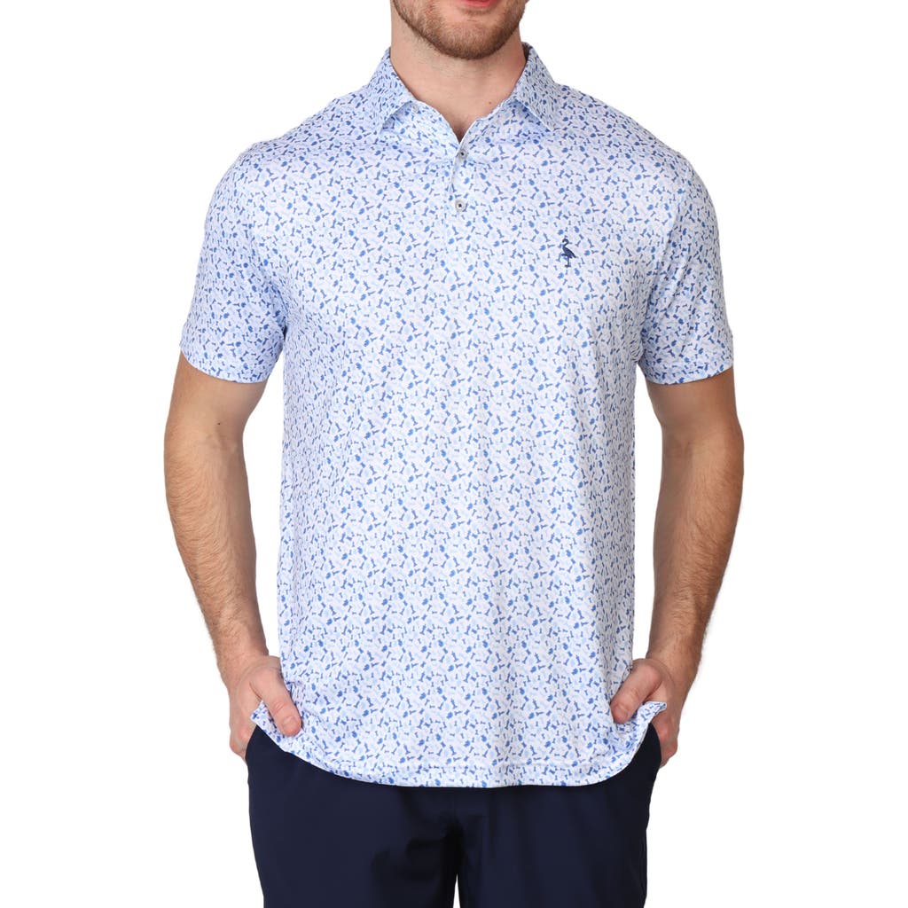 Tailorbyrd Chess Print Performance Polo In Blue