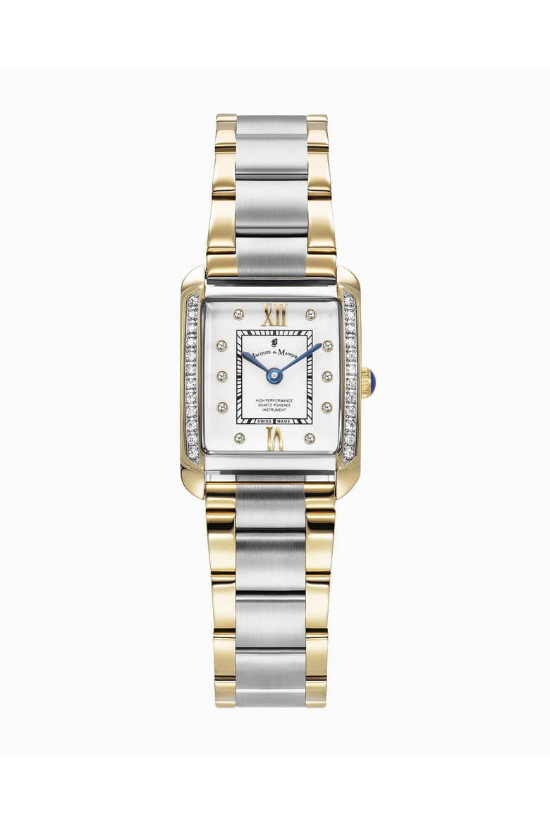 Emily II - 22mm, White Dial, Two-Tone Gold & Silver Stainless Steel, Rectangular Ladies Watch, Main, color, White