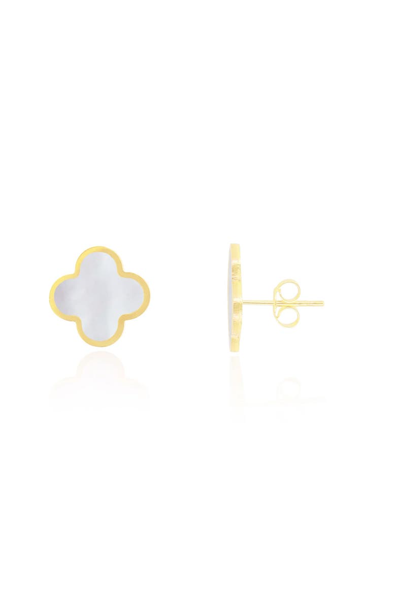 The Lovery Fine Jewelry Large Mother of Pearl Clover Stud Earrings, Main, color, Mother Of Pearl
