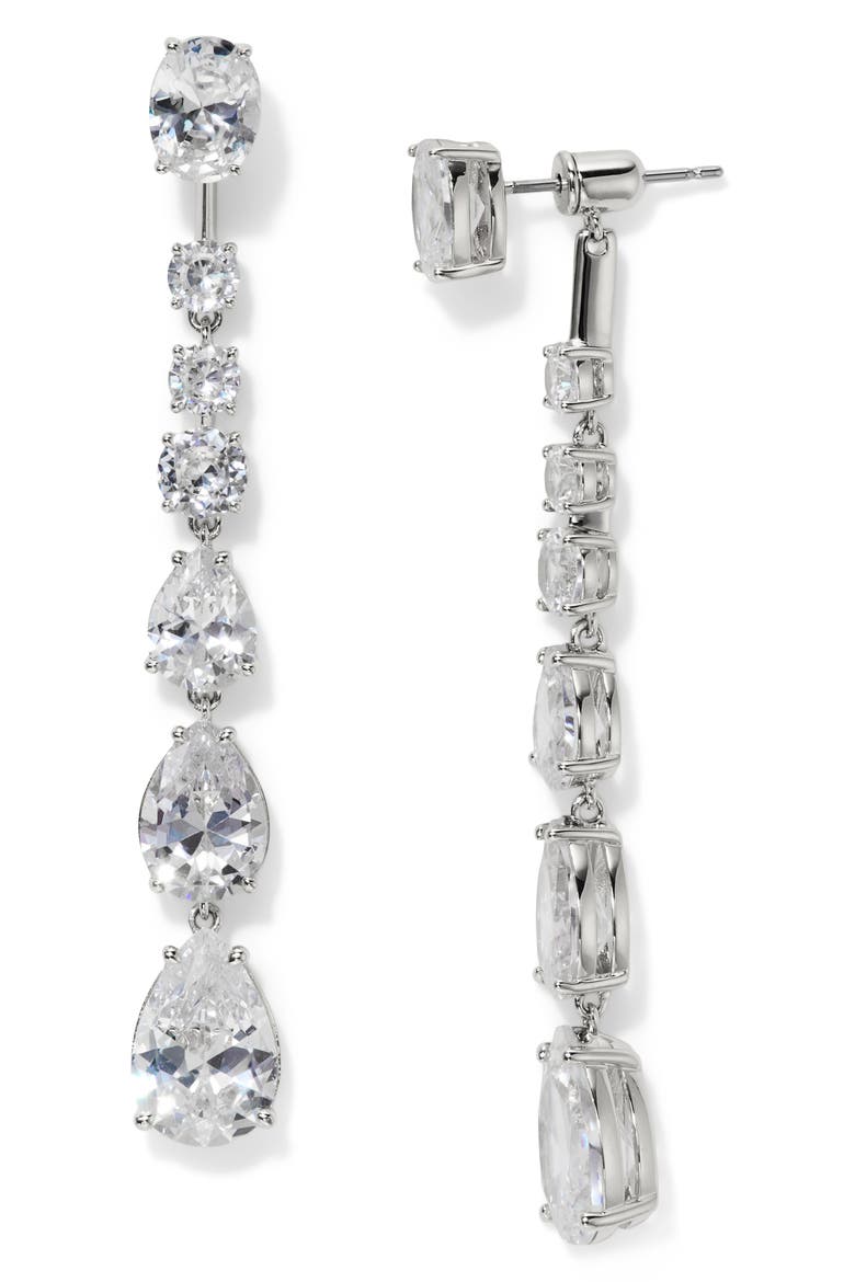 Sunshowere Crystal Front/Back Earrings, Main, color, RHODIUM/ CLEAR