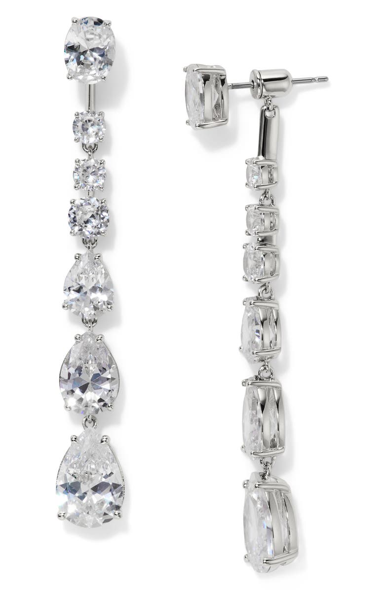 Nadri Sunshowere Crystal Front/Back Earrings, Main, color, Rhodium/ Clear
