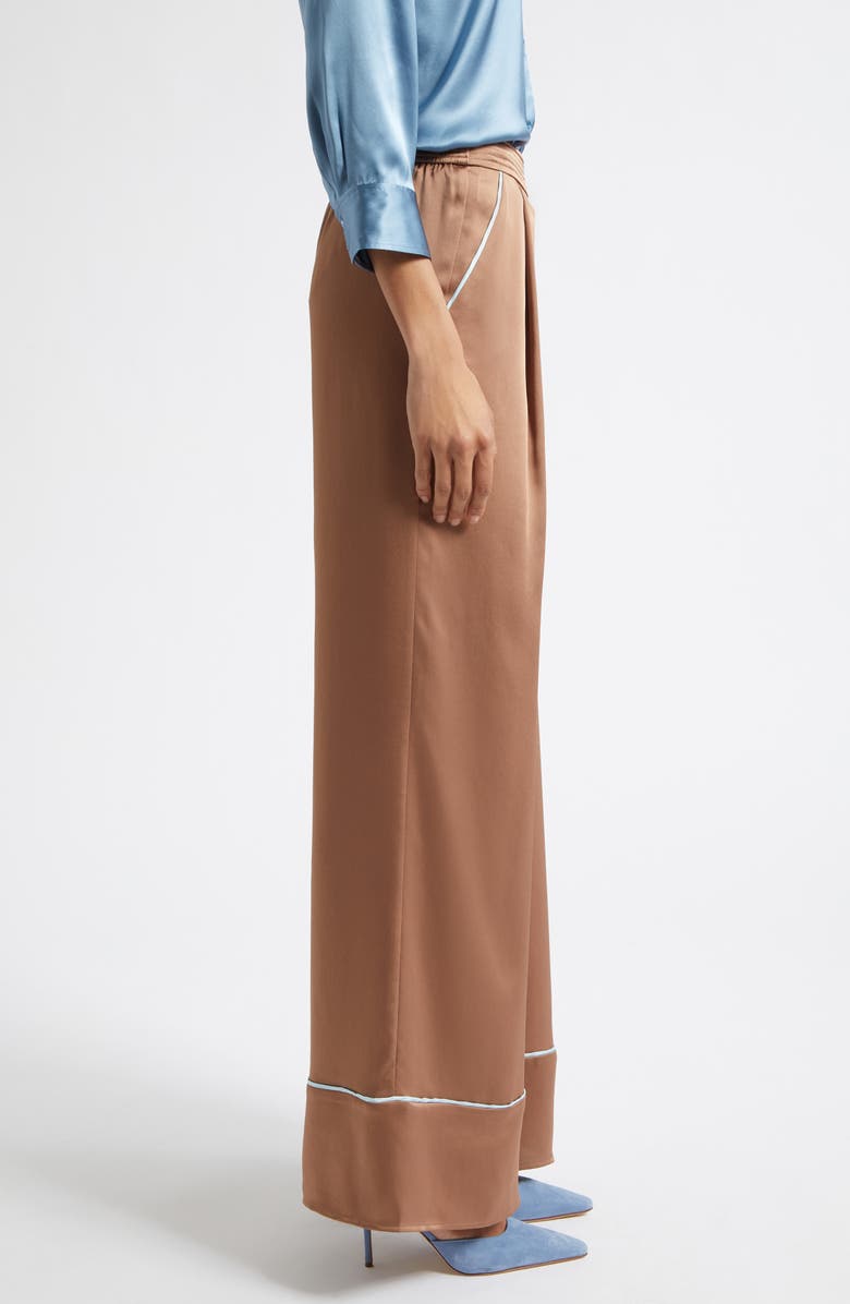 L'AGENCE Tavia Satin Pants, Alternate, color, Mocha Tan/ Cool Blue