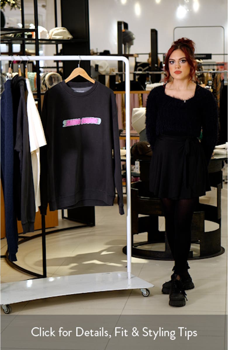 Santo Blur Oversize Stretch Fleece Crewneck Sweatshirt, sales video thumbnail