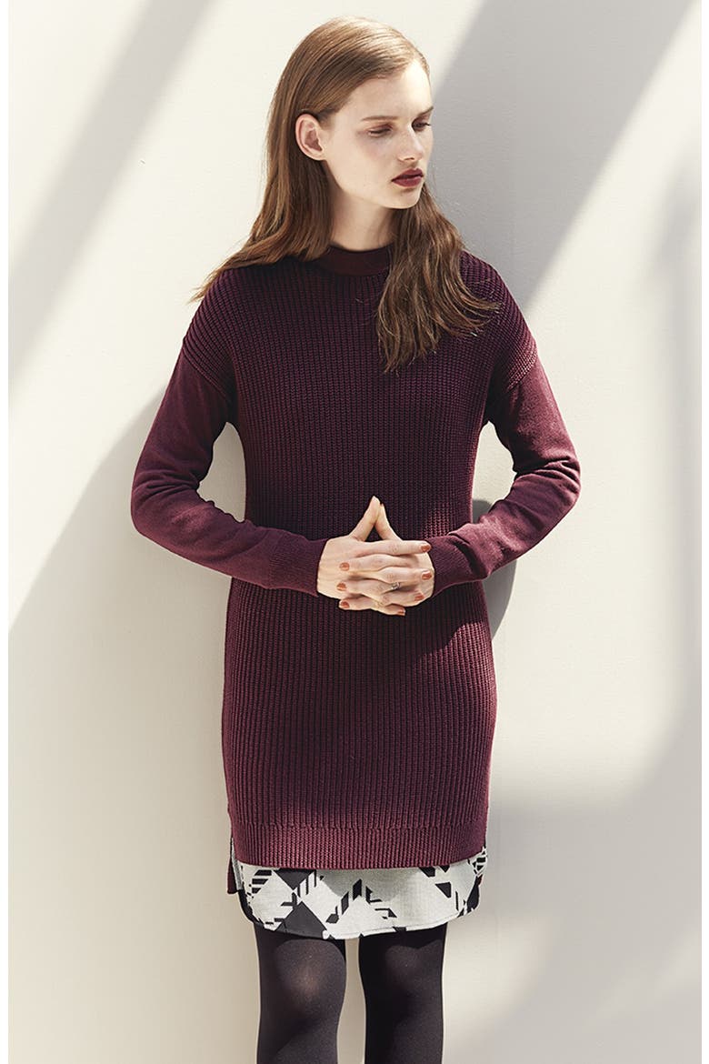 Stitch Detail Knit Tunic, Alternate, color, HEATHER CHARCOAL