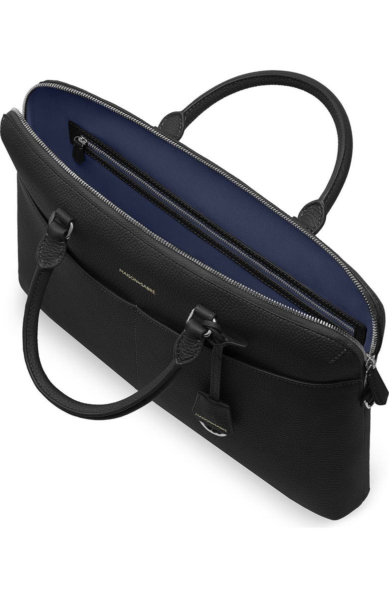 MAISON de SABRÉ Leather Laptop Bag, Alternate, color, Black Caviar
