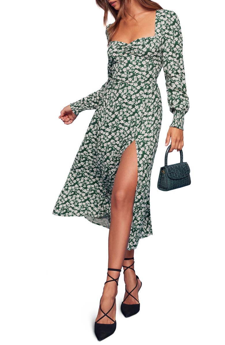 Reformation Wallflower Long Sleeve Midi Dress, Main, color, 