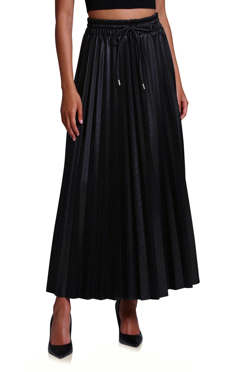 Avec Les Filles Accordion Pleat Faux Leather Maxi Skirt, Main, color,