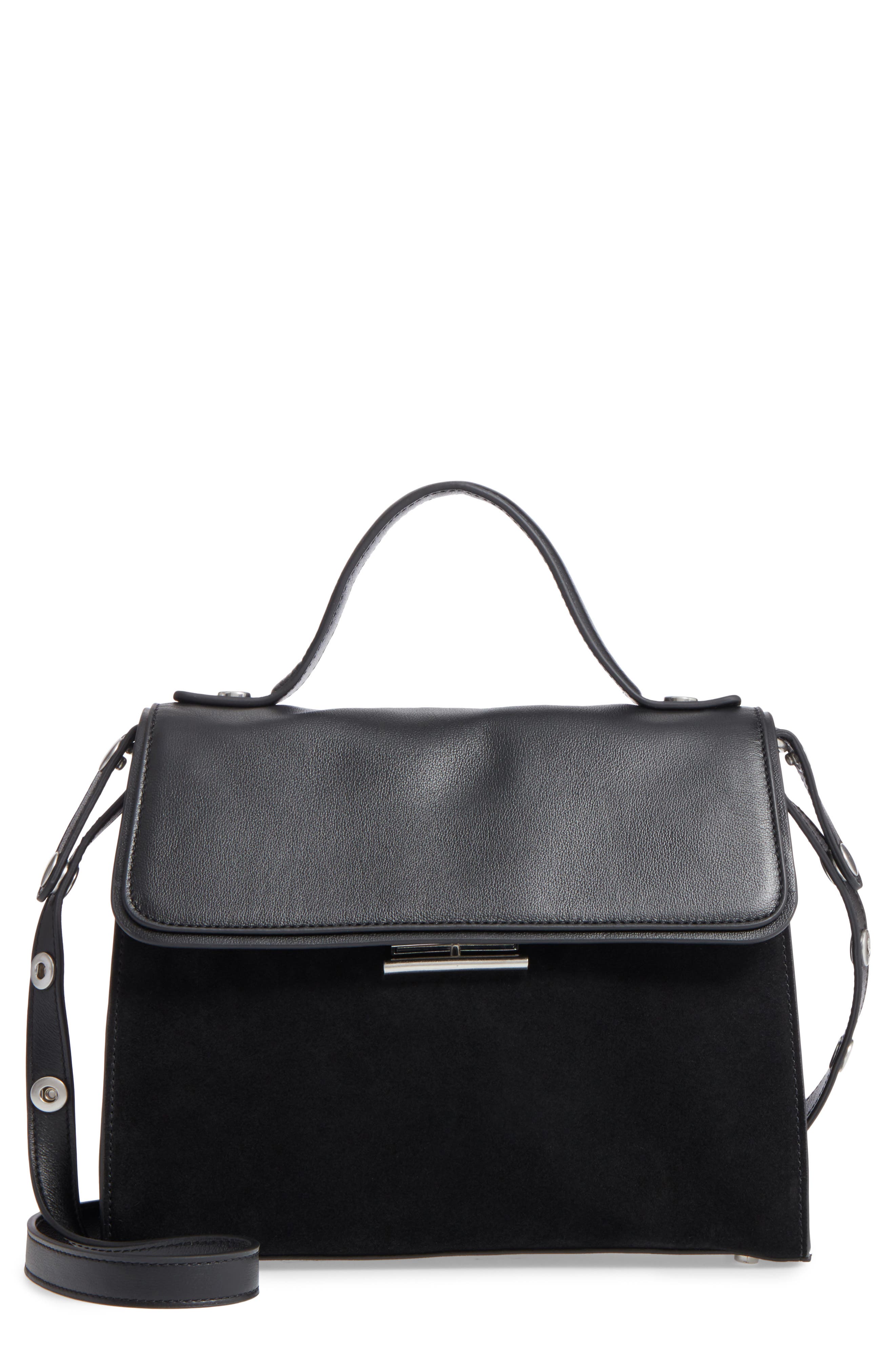 Treasure & Bond Treasure&Bond Top Handle Suede & Leather Satchel, Main, color, 