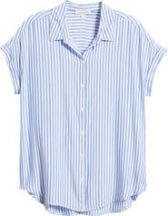 beachlunchlounge Kenzie Stripe Short Sleeve Button-Up Shirt