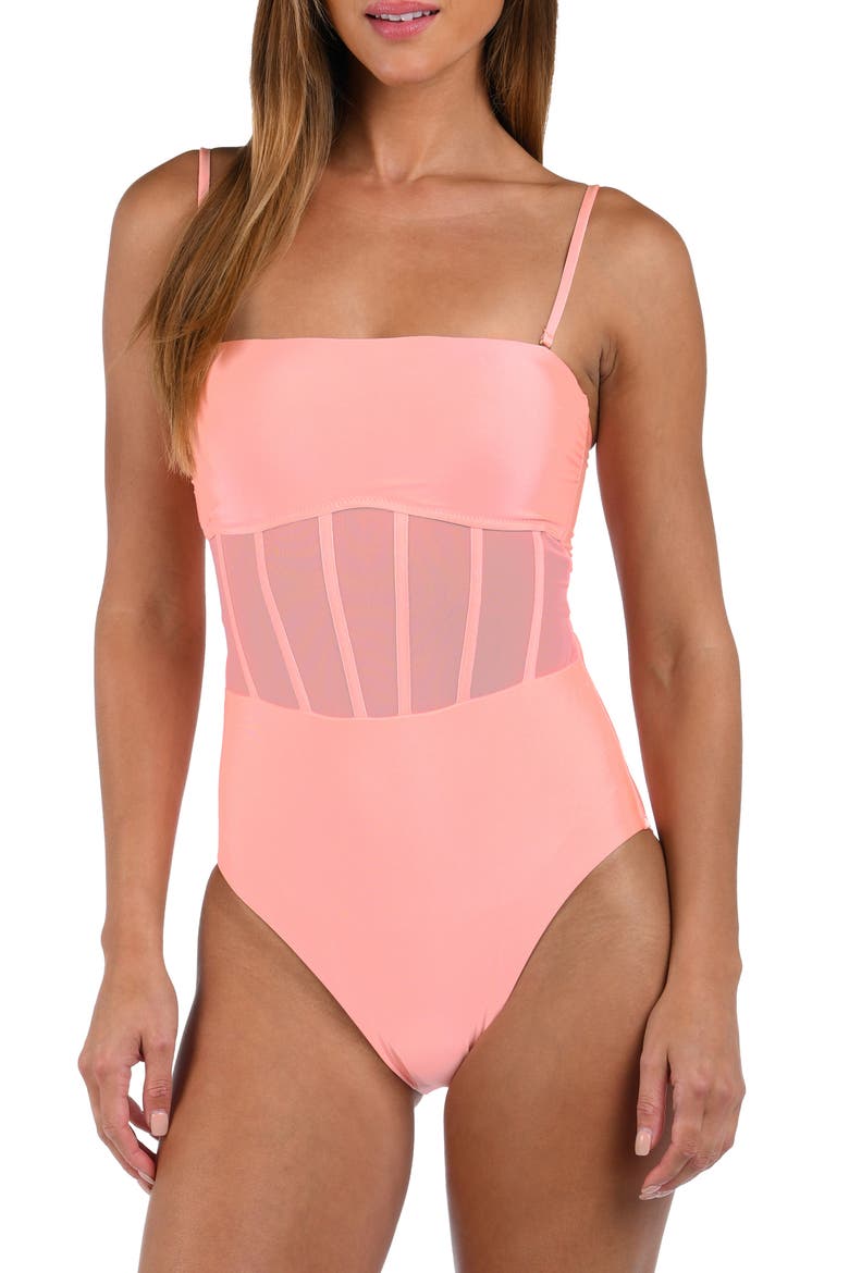 Bandeau One-Piece Swimsuit, Main, color, BLOSSOM