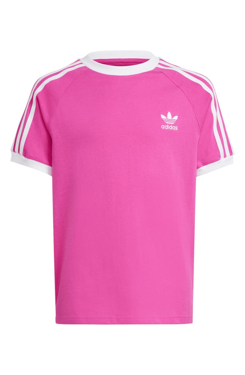 adidas Kids' 3-Stripes Cotton T-Shirt, Main, color, Semi Lucid Fuchsia