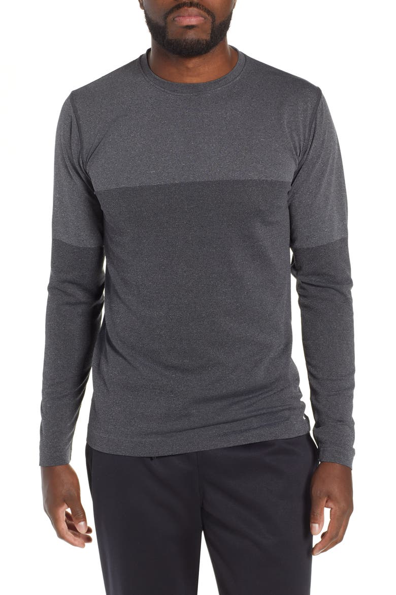 Seamless Performance Long Sleeve Tee, Main, color, CHARCOAL HEATHER