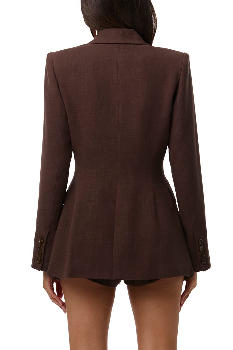 Fitted Power Shoulder Blazer, Alternate, color, DARK CHOCOLATE