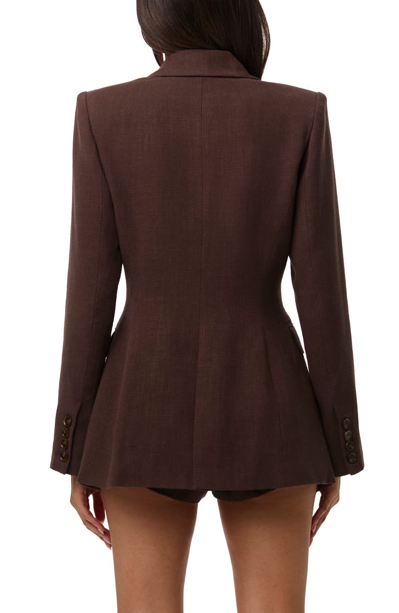 Naked Wardrobe Fitted Power Shoulder Blazer, Alternate, color, Dark Chocolate