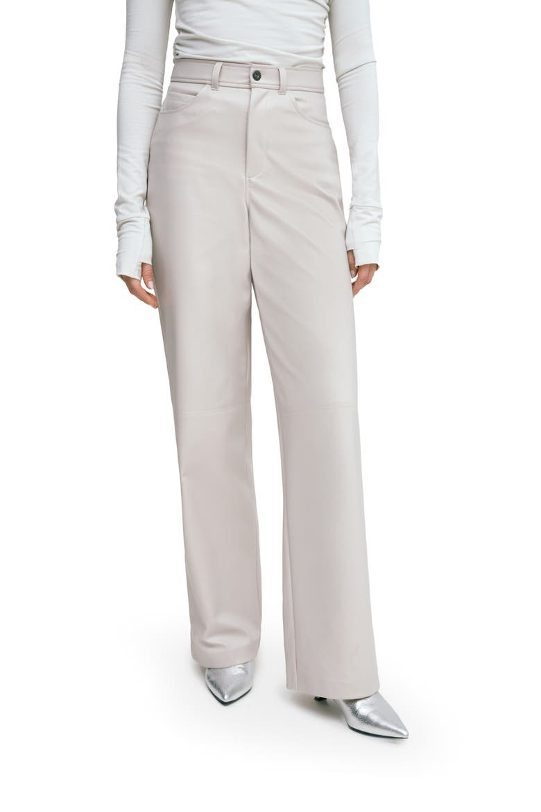 Julien High Waist Faux Leather Wide Leg Pants, Main, color, BONE