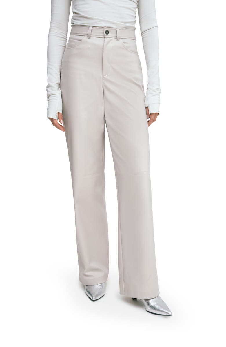 Marcella Julien High Waist Faux Leather Wide Leg Pants, Main, color, Bone