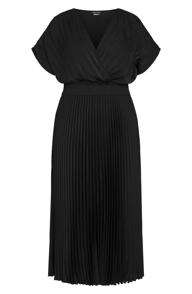 City Chic Elia Faux Wrap Pleated Dress, Alternate, color,