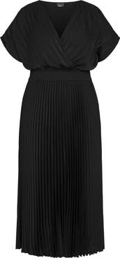 City Chic Elia Faux Wrap Pleated Dress