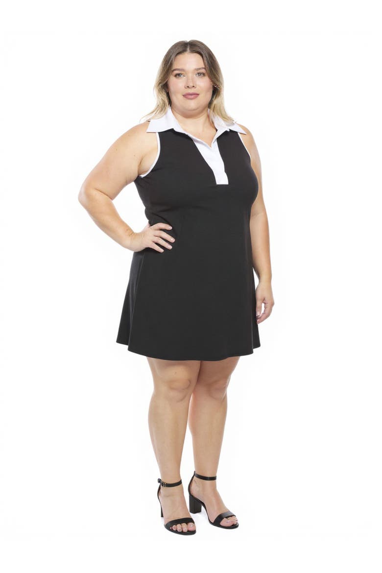 Plus Size Sleeveless CollaSoft Flare A-Line Mini Dress, Alternate, color, Black