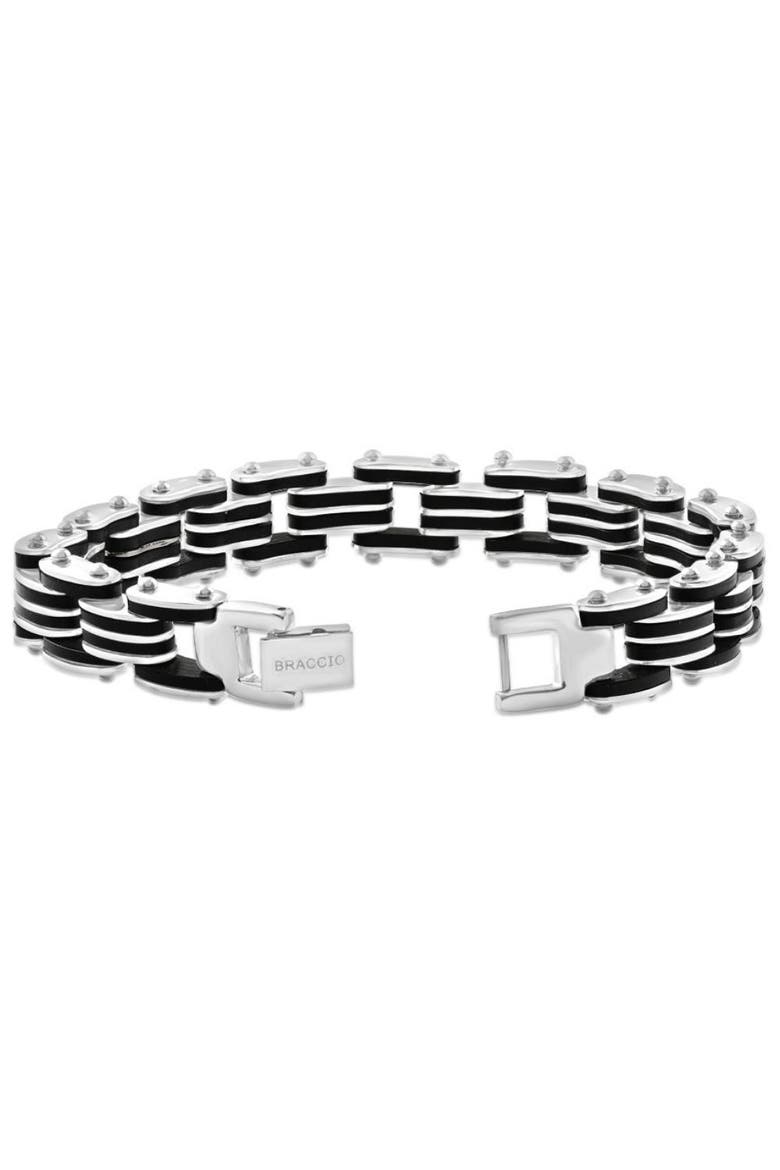 Men's Steel Brushed And Black Two Tone 3.5mm Link Flexible 8.5 " Bracelet, Alternate, color, Stainless Steel