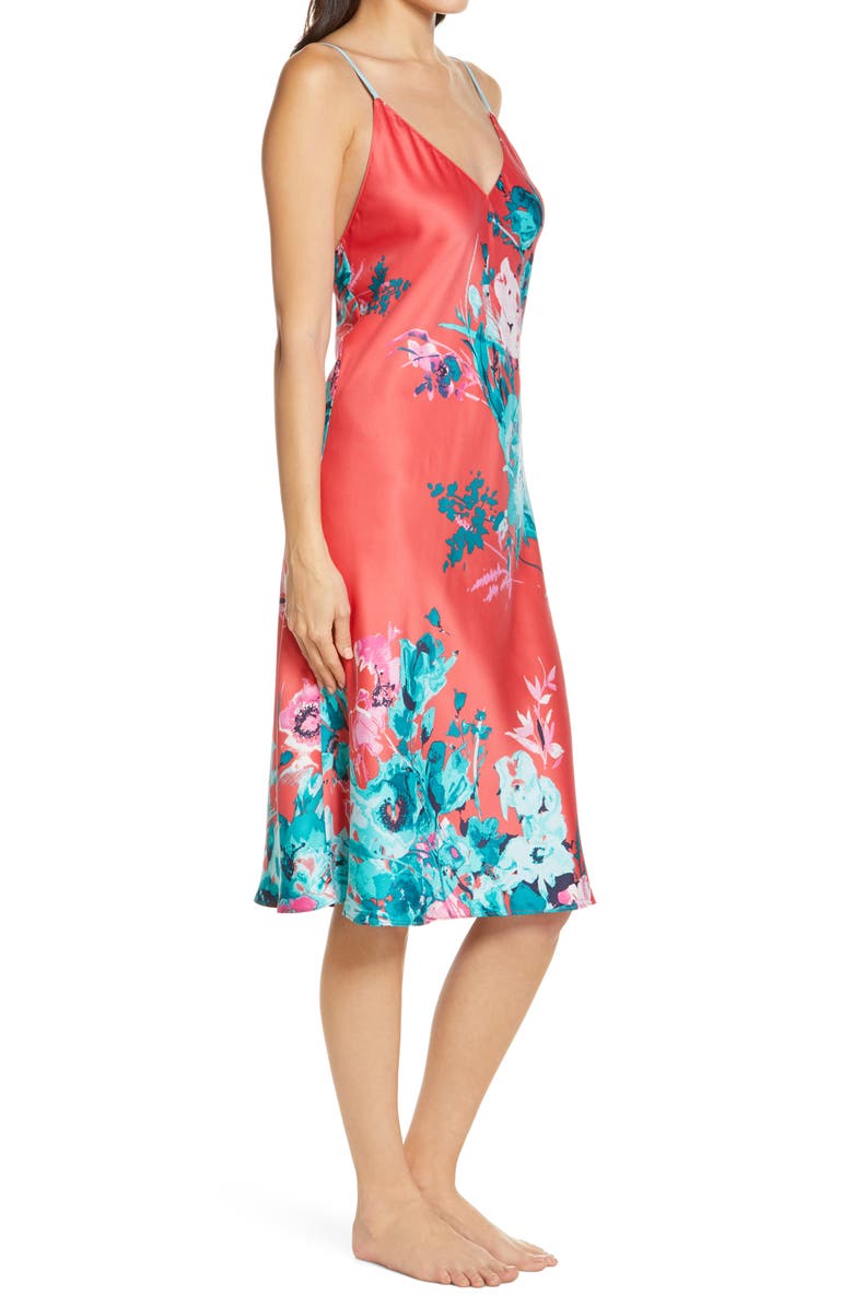 Natori Bloom Floral Satin Chemise, Alternate, color, 