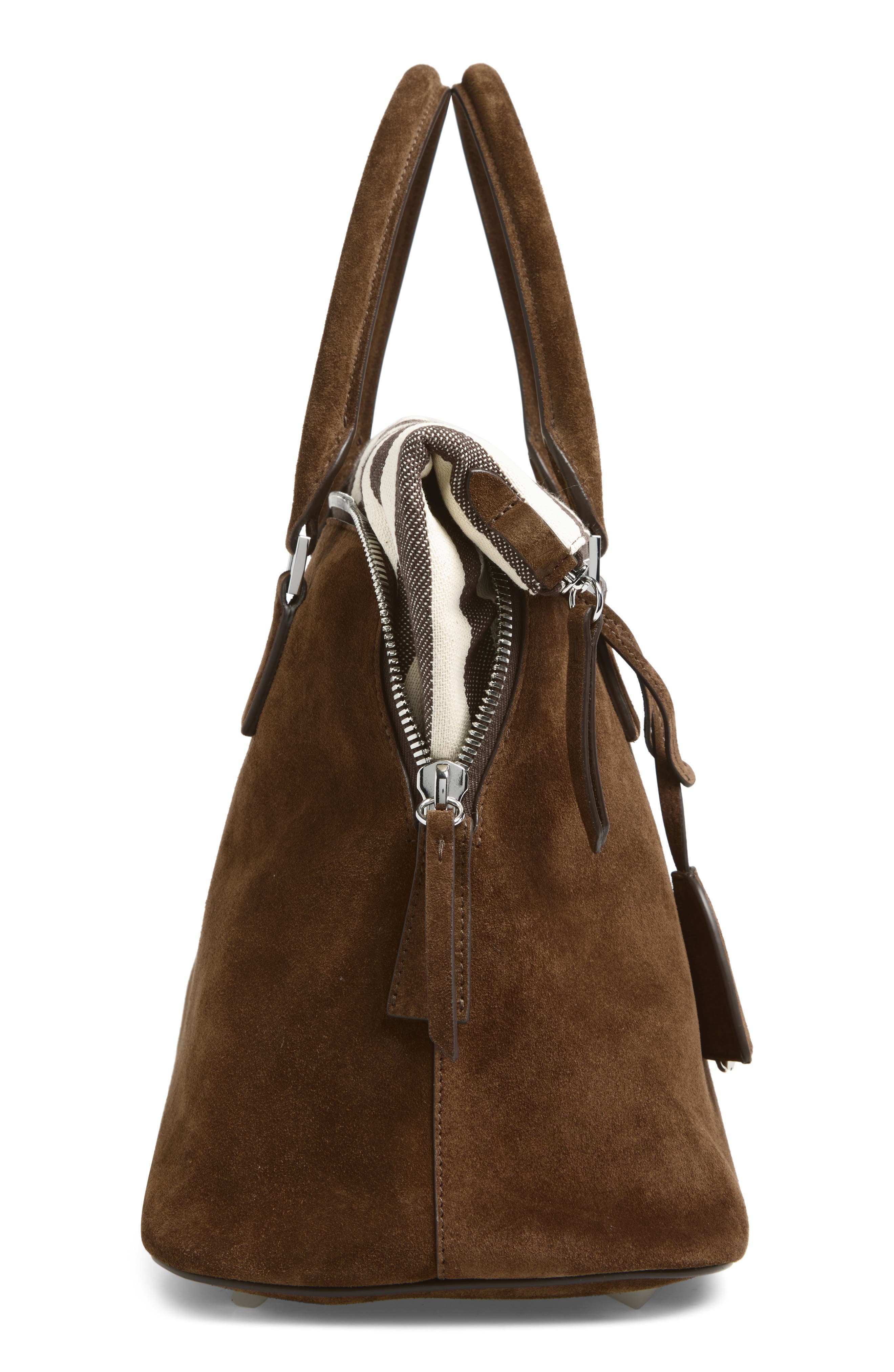 Maison Margiela Medium 5AC Soft Suede & Canvas Handheld Bag, Alternate, color, Roches/ Ivory/ Dark Brown
