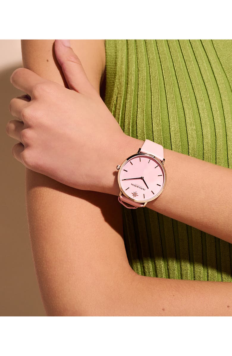Olivia Burton Celestial Leather Strap Watch, 40mm, Alternate, color, Rose