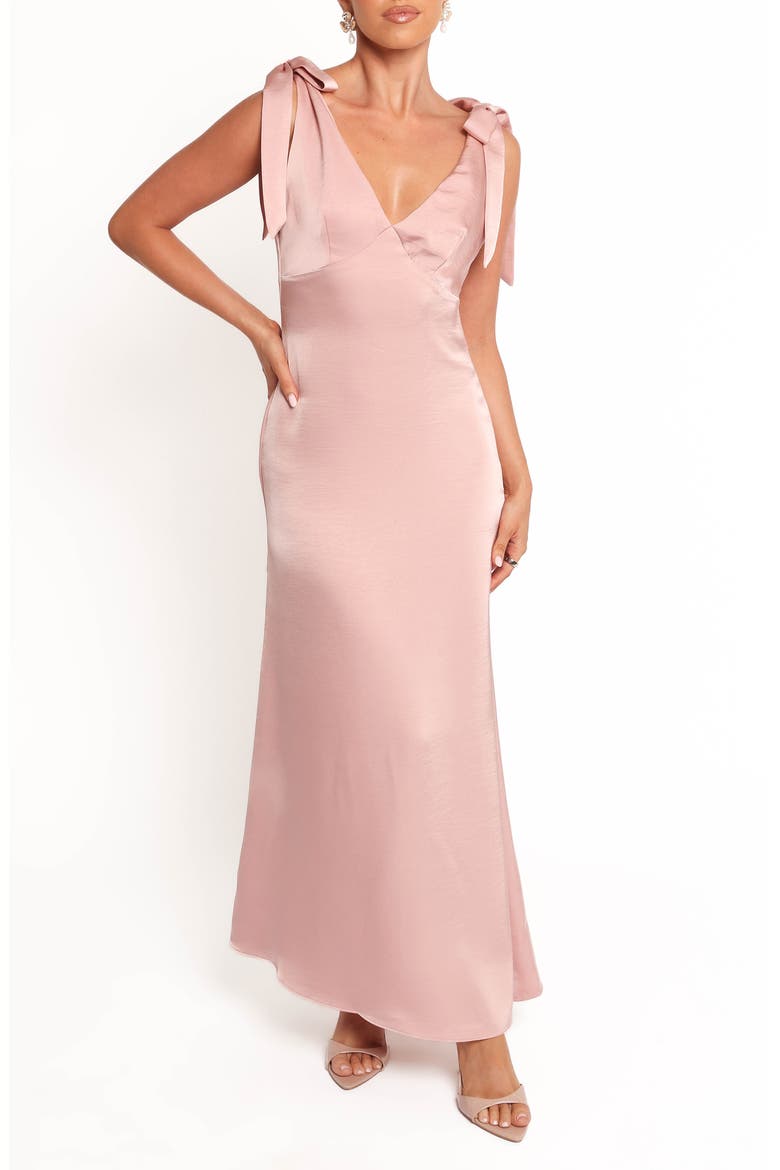 Claudine Satin Evening Dress, Main, color, PINK