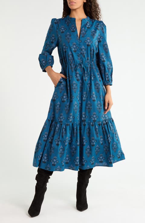 Gardena Floral Long Sleeve Cotton Dress