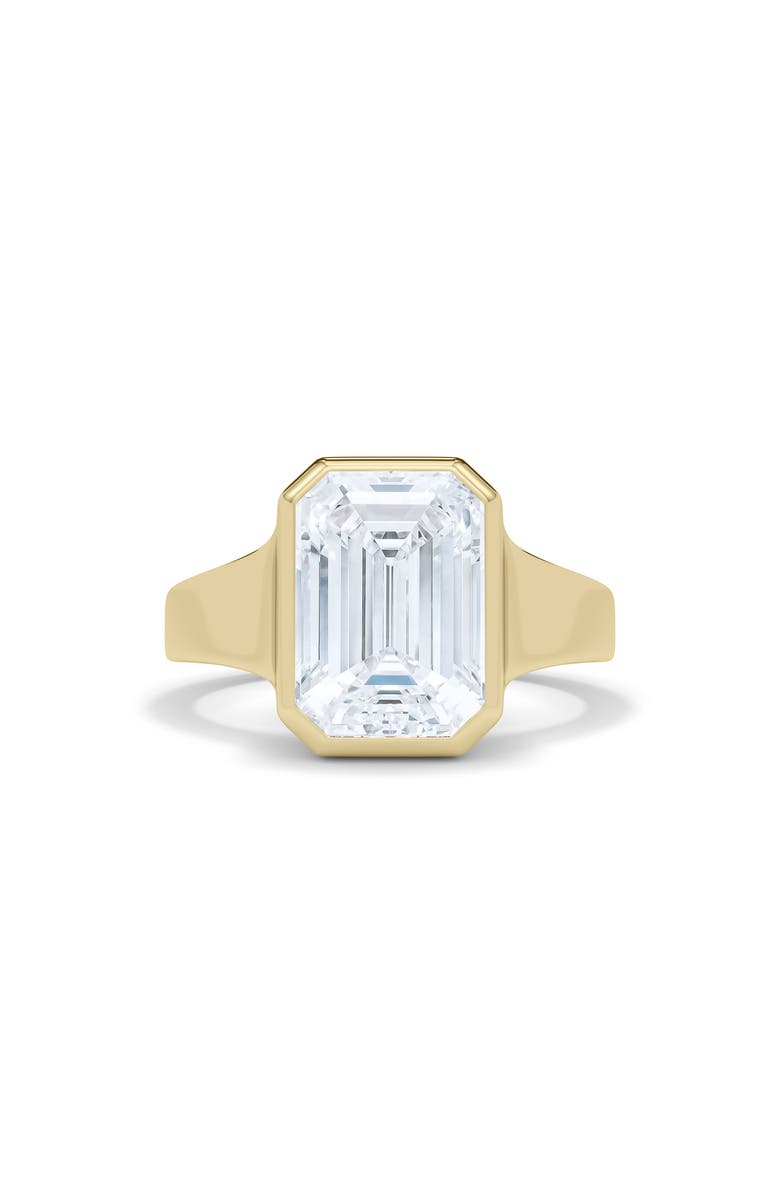 HauteCarat Emerald Cut Cigar Lab Created Diamond Ring, Alternate, color, 2.00Ctw 18K Yellow Gold