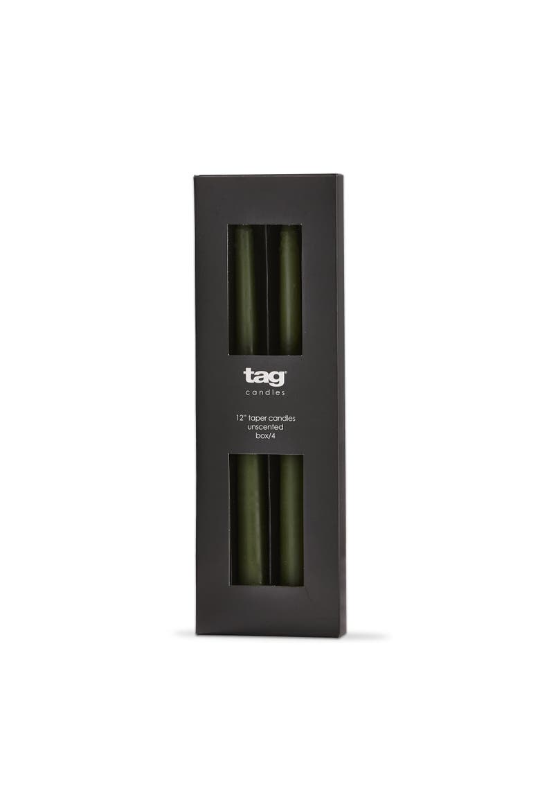 Color Studio Traditional Taper Unscented Candle Set Olive Green, Main, color, Green