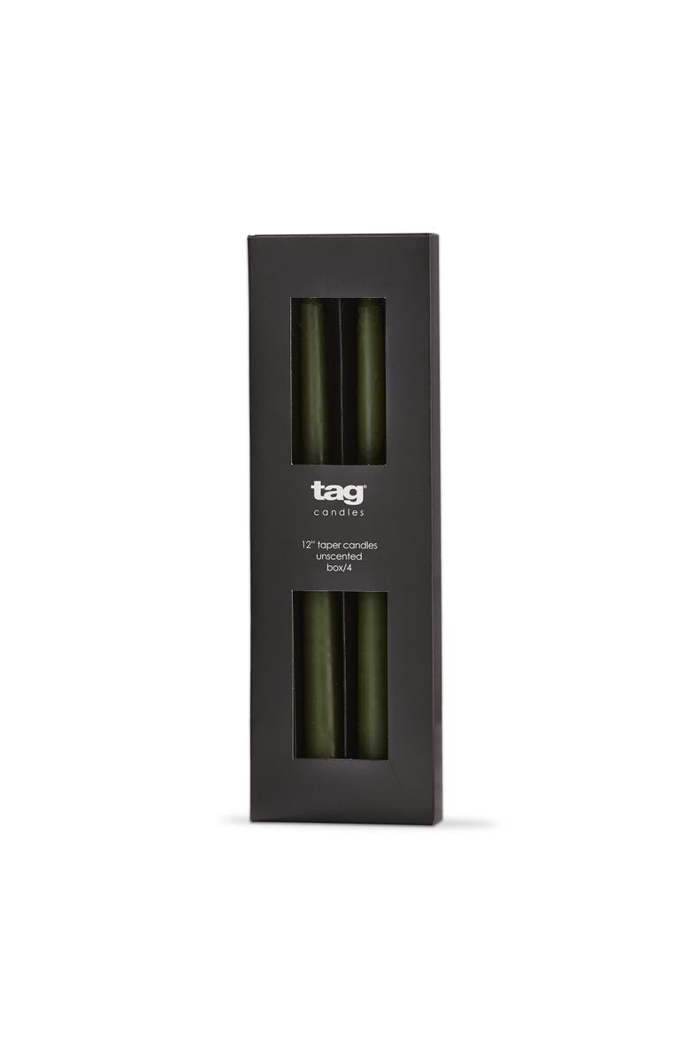tag Color Studio Traditional Taper Unscented Candle Set Olive Green, Main, color, Green