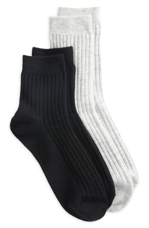 Hue Layered Look 2-Pack Assorted Crew & Demi Crew Socks in Black Pack 